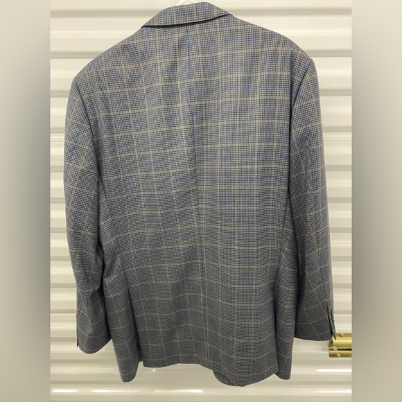 Peter Millar Plaid Blue Grey Wool Blazer Men Retail 1200.00 - Picture 2 of 7
